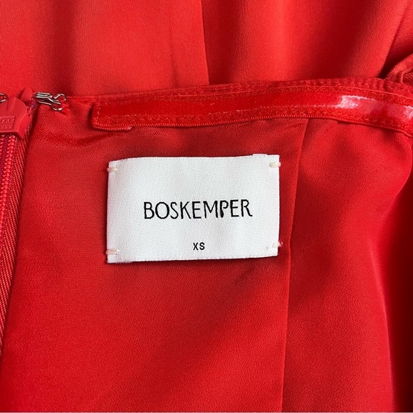 BOSKEMPER Off the Shoulder Square Neckline Mini Dress XS Red - Picture 4 of 8
